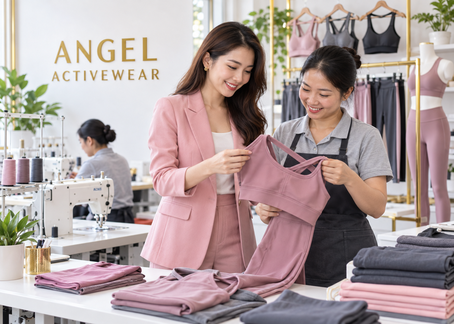 Nhân viên ANGEL kiểm tra mẫu trang phục