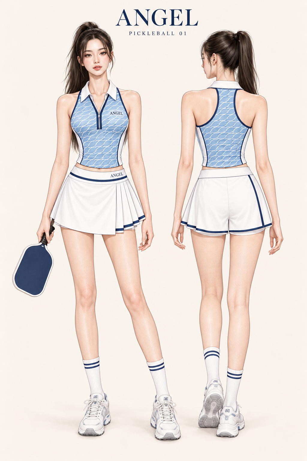 Áo polo & đồng phục ANGEL Mẫu pickleball ANGEL 01 – mặt trước và mặt sau