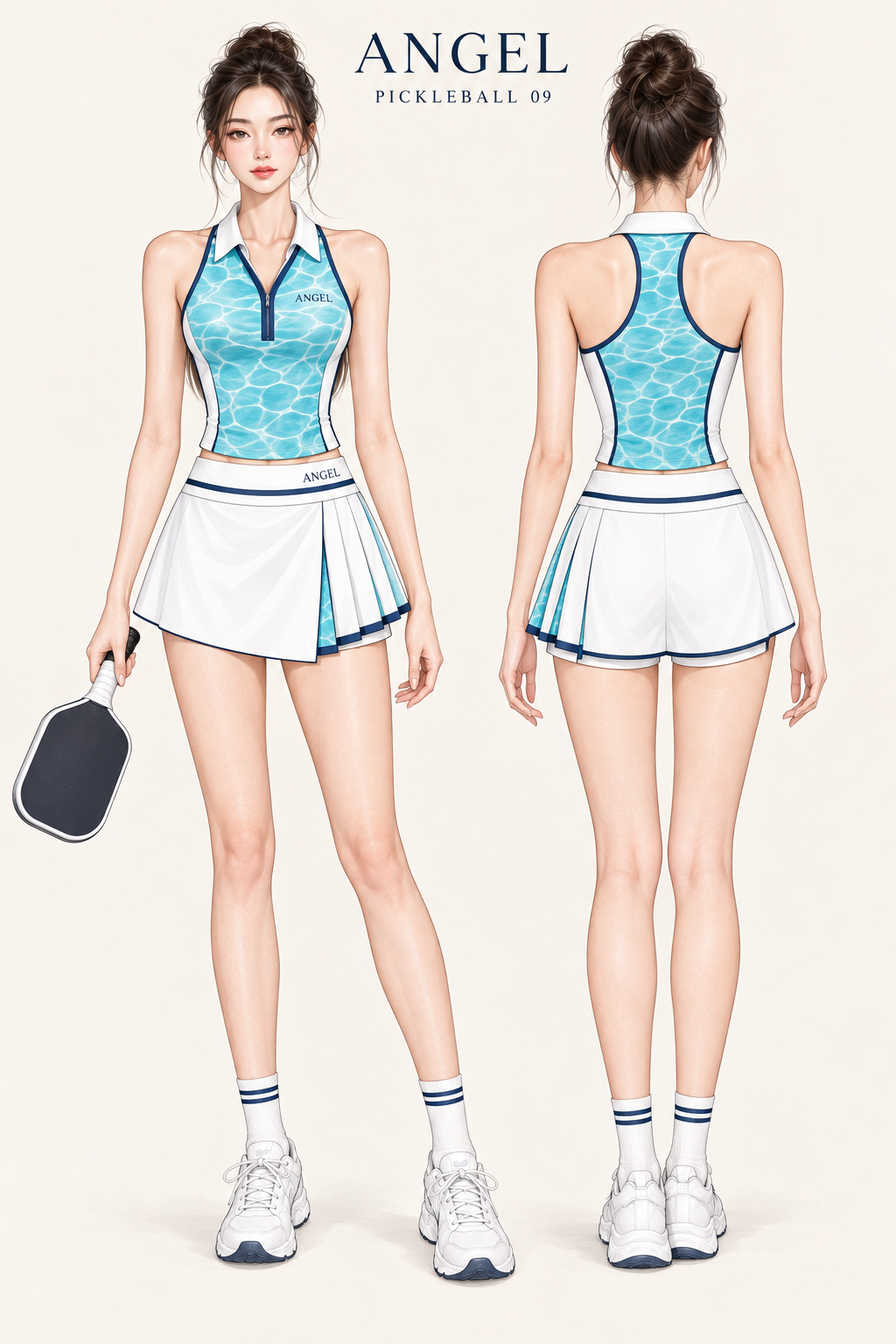 Áo polo & đồng phục ANGEL Mẫu pickleball ANGEL 09 – mặt trước và mặt sau